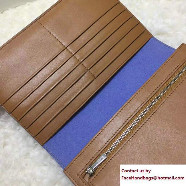 Celine Strap Large Multifunction Wallet 104873/104123 Light Blue/Brown
