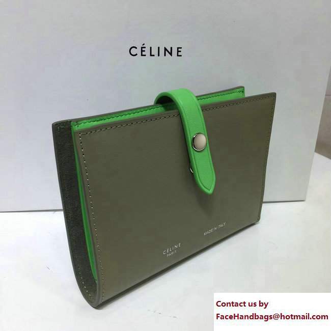 Celine Strap Medium Multifunction Wallet 104813 Army Green/Grass Green