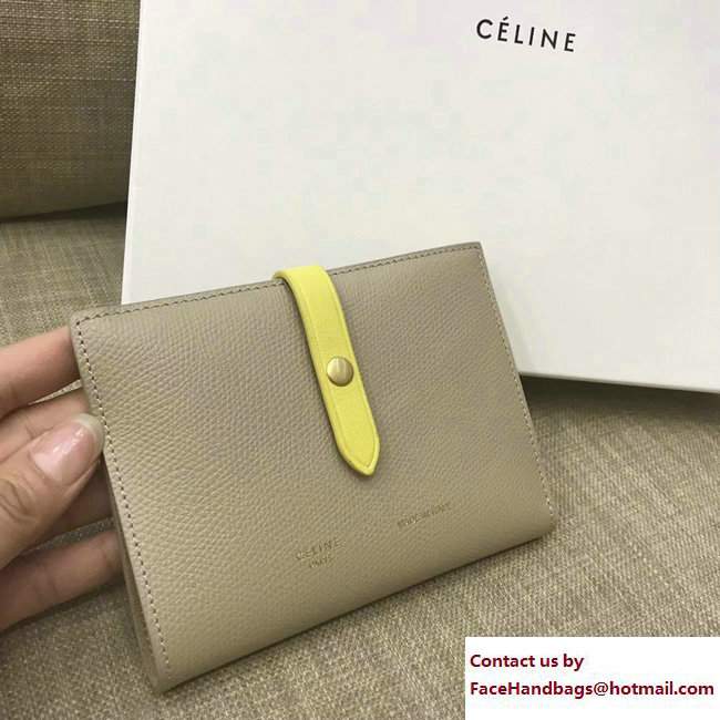 Celine Strap Medium Multifunction Wallet 104813 Beige/Lemon Yellow