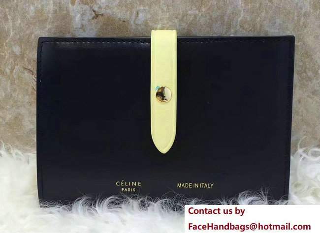 Celine Strap Medium Multifunction Wallet 104813 Black/Lemon Yellow