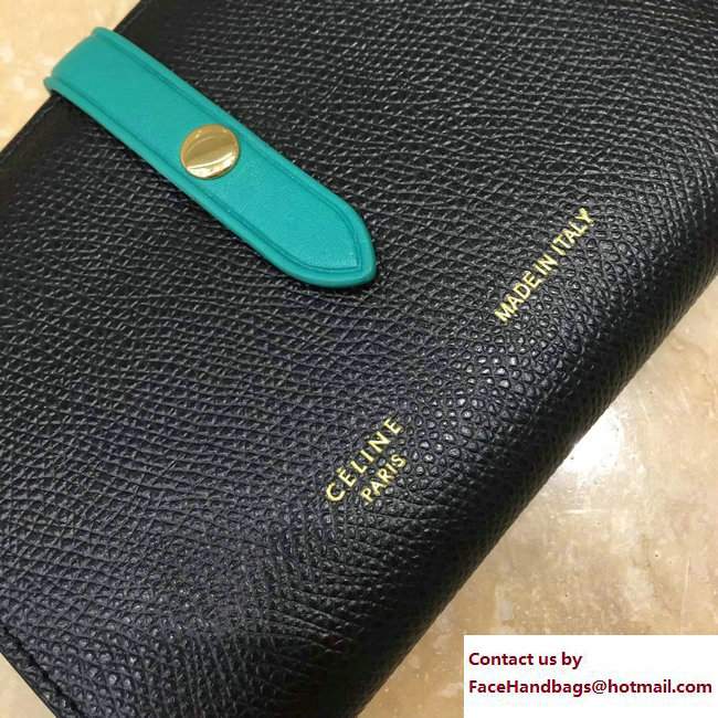 Celine Strap Medium Multifunction Wallet 104813 Black/Turquoise