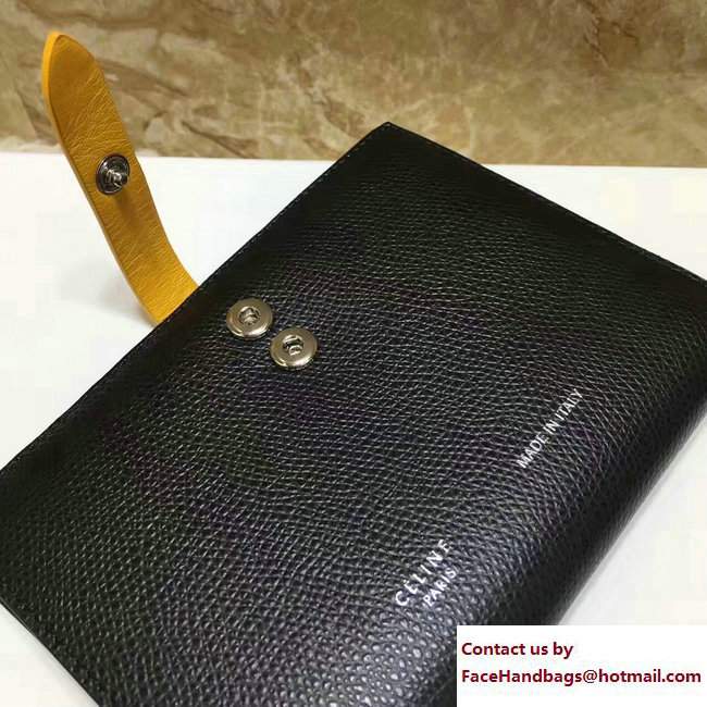 Celine Strap Medium Multifunction Wallet 104813 Black/Yellow - Click Image to Close