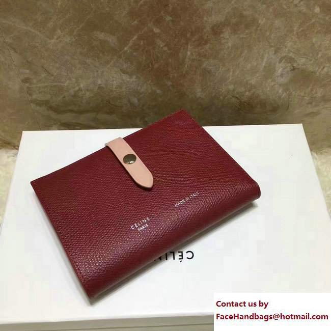 Celine Strap Medium Multifunction Wallet 104813 Dark Red/Pink - Click Image to Close