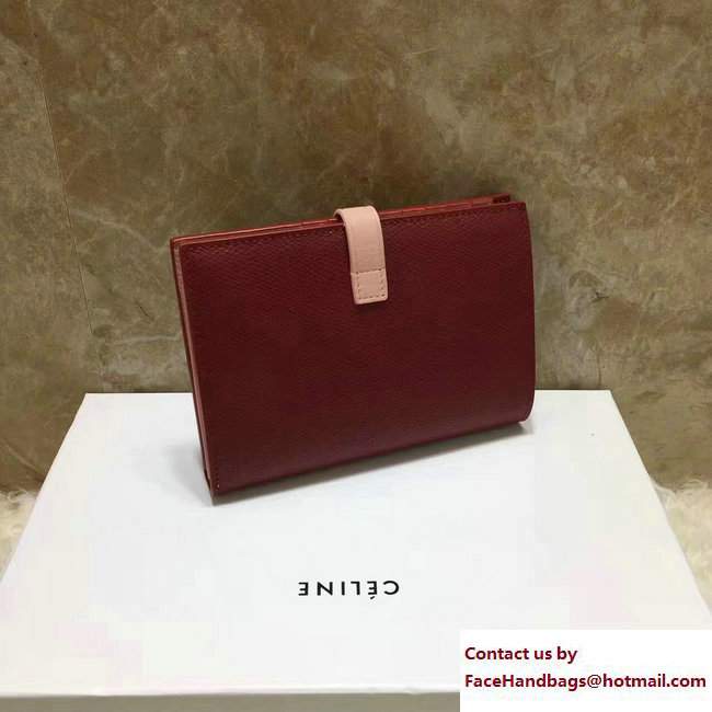 Celine Strap Medium Multifunction Wallet 104813 Dark Red/Pink