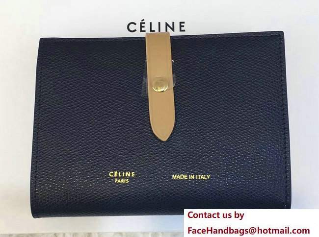 Celine Strap Medium Multifunction Wallet 104813 Navy Blue/Apricot