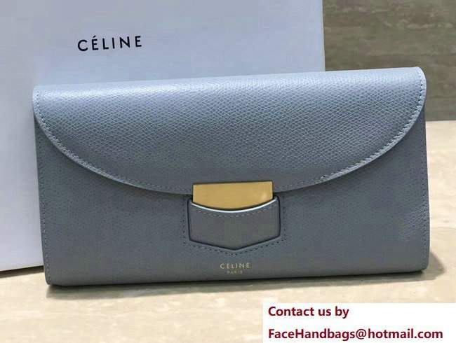 Celine Trotteur Large Flap Multifunction Wallet 107853 Baby Blue 2017