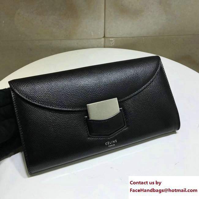 Celine Trotteur Large Flap Multifunction Wallet 107853 Black 2017 - Click Image to Close