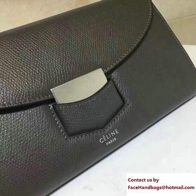 Celine Trotteur Large Flap Multifunction Wallet 107853 Gray 2017