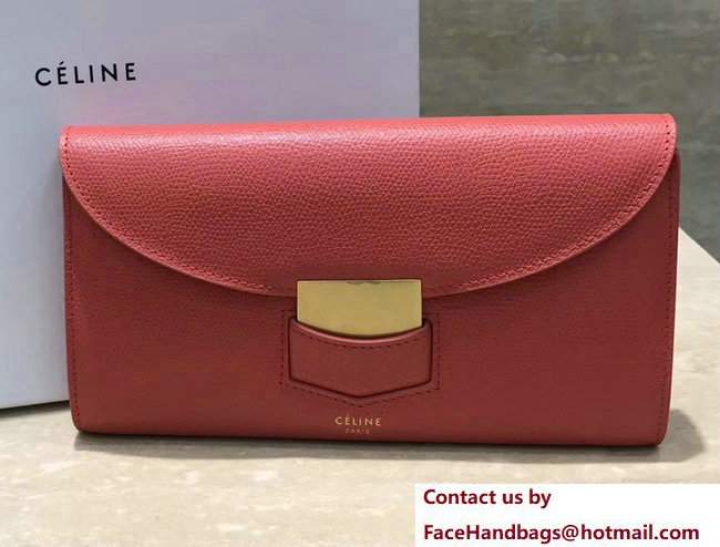 Celine Trotteur Large Flap Multifunction Wallet 107853 Red 2017 - Click Image to Close