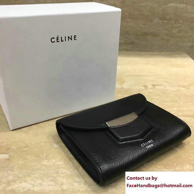 Celine Trotteur Small Folded Multifunction Wallet 107863 Black 2017