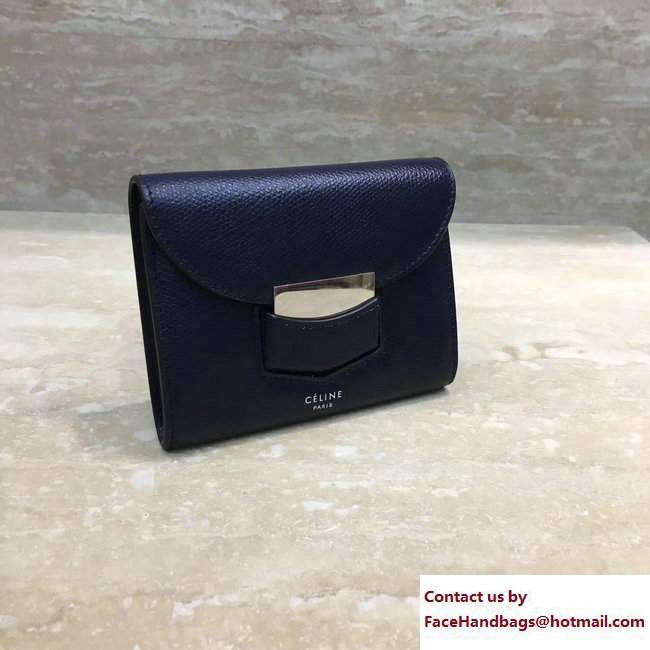 Celine Trotteur Small Folded Multifunction Wallet 107863 Dark Blue 2017