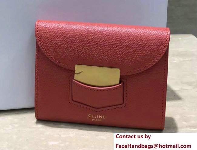 Celine Trotteur Small Folded Multifunction Wallet 107863 Red 2017 - Click Image to Close