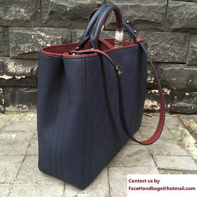 Chanel Bi-color Hampton Bullskin Large Shopping Bag A57202 Blue/Burgundy 2017 - Click Image to Close