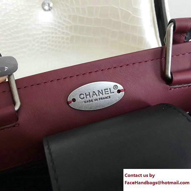 Chanel Bi-color Hampton Bullskin Medium Shopping Bag A57201 Black/Burgundy 2017