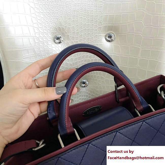 Chanel Bi-color Hampton Bullskin Medium Shopping Bag A57201 Blue/Burgundy 2017 - Click Image to Close