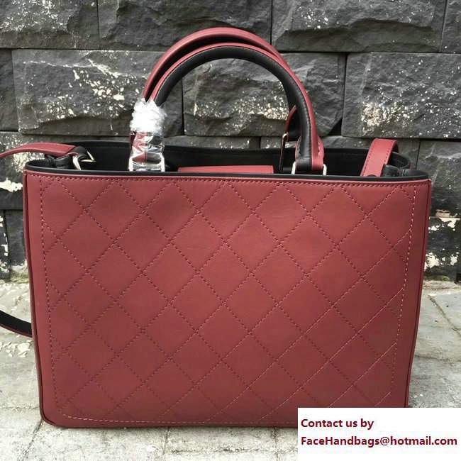 Chanel Bi-color Hampton Bullskin Medium Shopping Bag A57201 Burgundy/Black 2017 - Click Image to Close