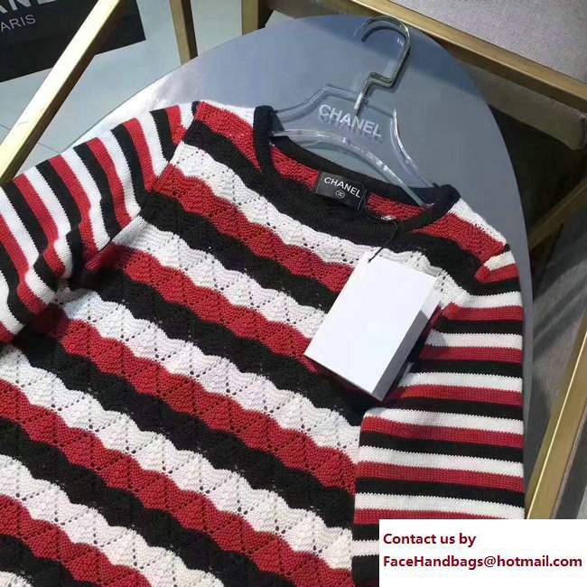 Chanel Black/Red/White Stripe Sweater 2017