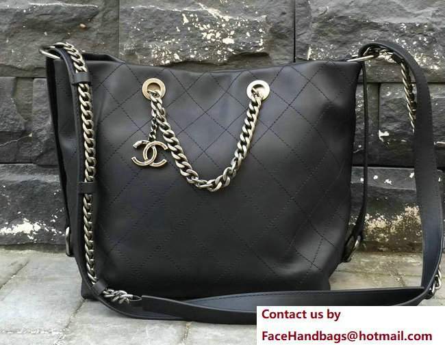 Chanel Calfskin Small Hobo Bag A98697 Black 2017 - Click Image to Close