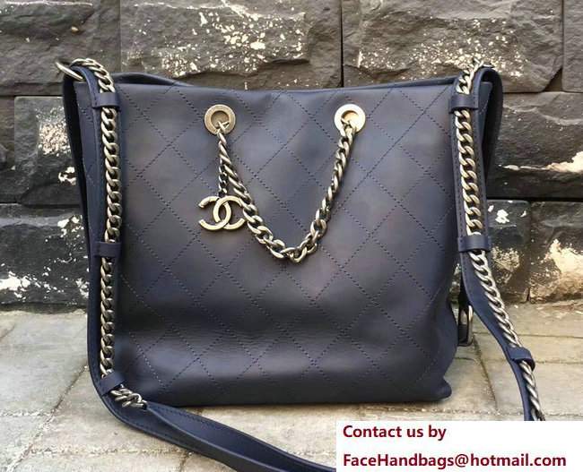 Chanel Calfskin Small Hobo Bag A98697 Blue 2017 - Click Image to Close
