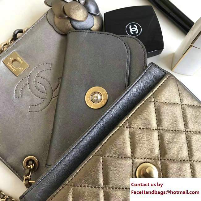 Chanel Camellia Embellished Calfskin Waist Bag Silver Gray A91830/A91828 2017