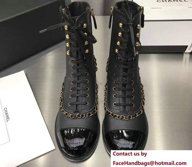 Chanel Chain Lace-ups Boots G32933 Black 2017 Chanel Chain Lace-ups Boots G32933 Black 2017