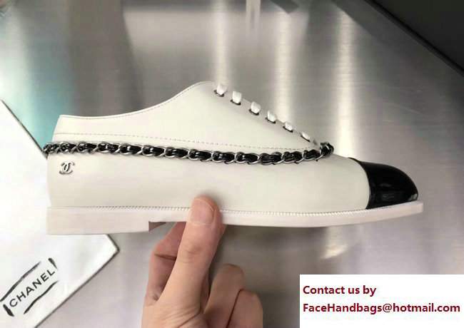 Chanel Chain Lace-ups Shoes White 2017 - Click Image to Close