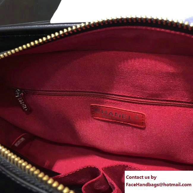 Chanel Felt and Calfskin Letter Gabrielle Medium Hobo Bag Black 2017 - Click Image to Close