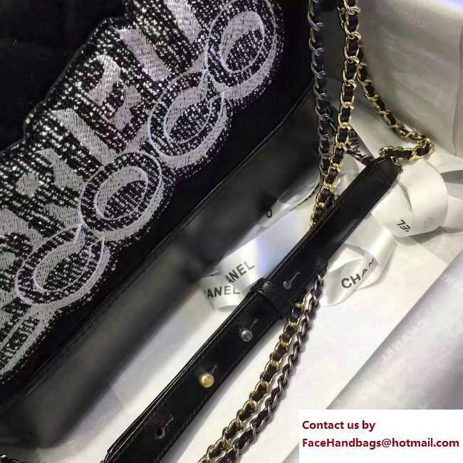 Chanel Felt and Calfskin Letter Gabrielle Medium Hobo Bag Black 2017