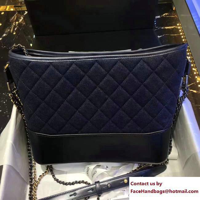 Chanel Felt and Calfskin Letter Gabrielle Medium Hobo Bag Blue 2017 - Click Image to Close