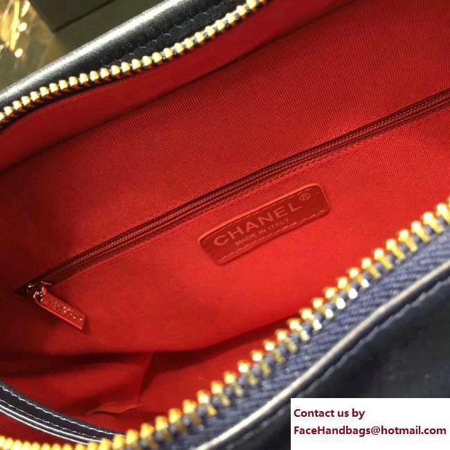 Chanel Felt and Calfskin Letter Gabrielle Medium Hobo Bag Blue 2017 - Click Image to Close