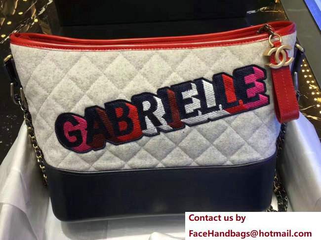 Chanel Felt and Calfskin Letter Gabrielle Medium Hobo Bag Off White 2017 - Click Image to Close