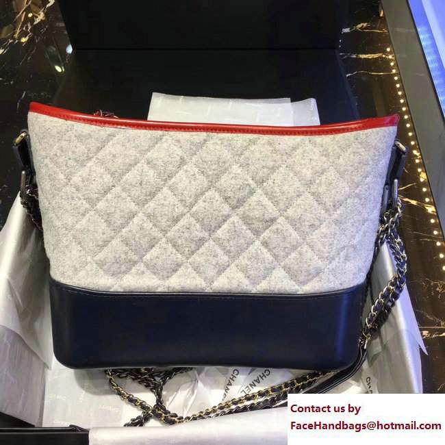 Chanel Felt and Calfskin Letter Gabrielle Medium Hobo Bag Off White 2017 - Click Image to Close