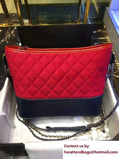 Chanel Felt and Calfskin Letter Gabrielle Medium Hobo Bag Red 2017