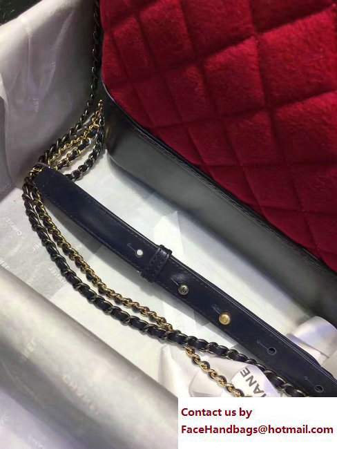Chanel Felt and Calfskin Letter Gabrielle Medium Hobo Bag Red 2017 - Click Image to Close