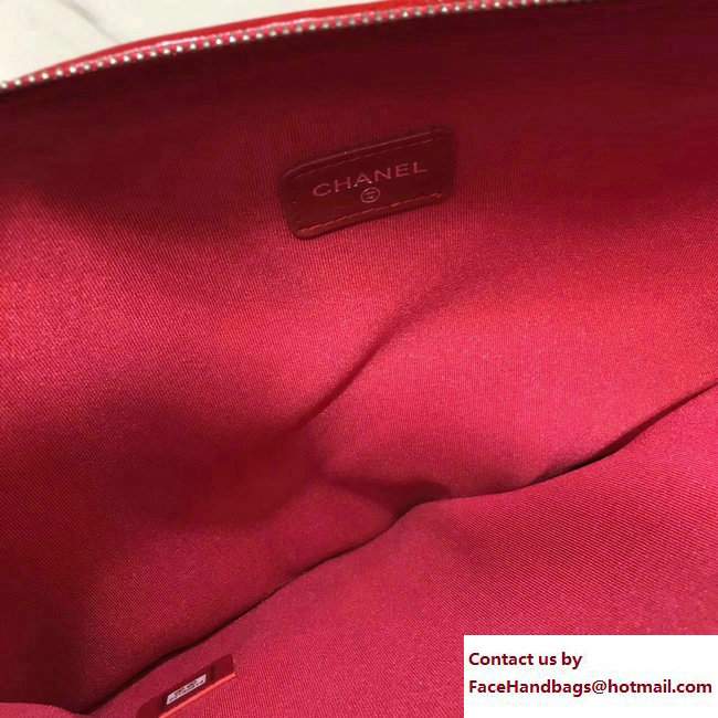 Chanel Felt and Calfskin Letter Gabrielle Pouch Clutch Large Bag Red 2017