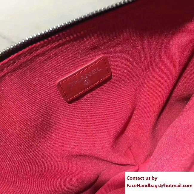 Chanel Felt and Calfskin Letter Gabrielle Pouch Clutch Small Bag Black 2017