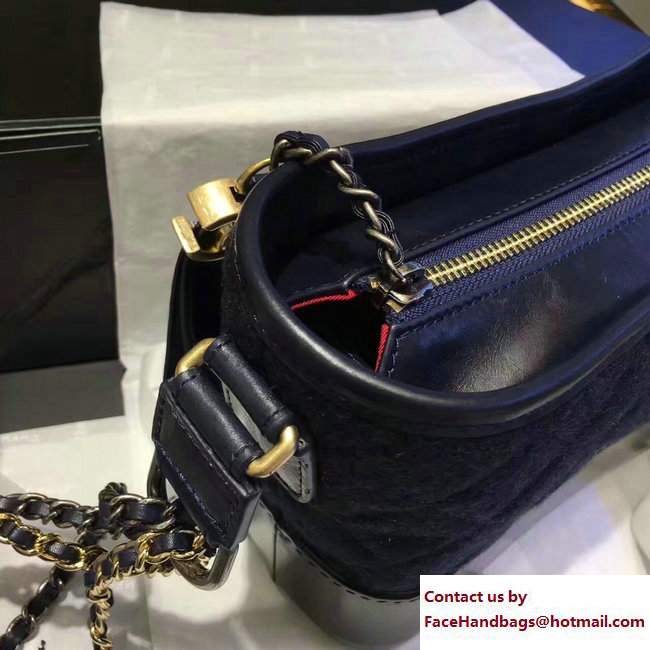Chanel Felt and Calfskin Letter Gabrielle Small Hobo Bag A91810 Blue 2017