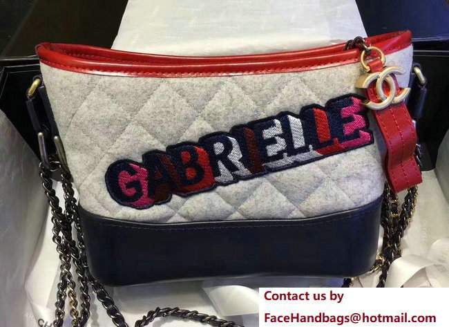Chanel Felt and Calfskin Letter Gabrielle Small Hobo Bag A91810 Off White 2017