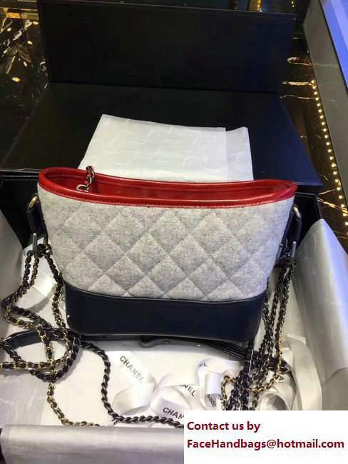 Chanel Felt and Calfskin Letter Gabrielle Small Hobo Bag A91810 Off White 2017 - Click Image to Close