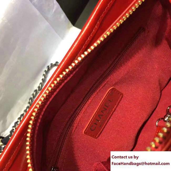 Chanel Felt and Calfskin Letter Gabrielle Small Hobo Bag A91810 Red 2017 - Click Image to Close