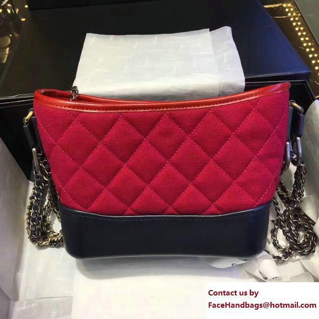 Chanel Felt and Calfskin Letter Gabrielle Small Hobo Bag A91810 Red 2017 - Click Image to Close