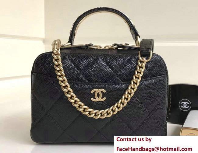 Chanel Grained Calfskin Carry Around Bowling Mini Bag A91906 Black 2017 Chanel Grained Calfskin Carry Around Bowling Mini Bag A91906 Black 2017