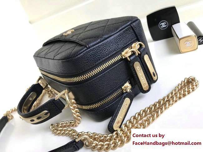 Chanel Grained Calfskin Carry Around Bowling Mini Bag A91906 Black 2017 - Click Image to Close