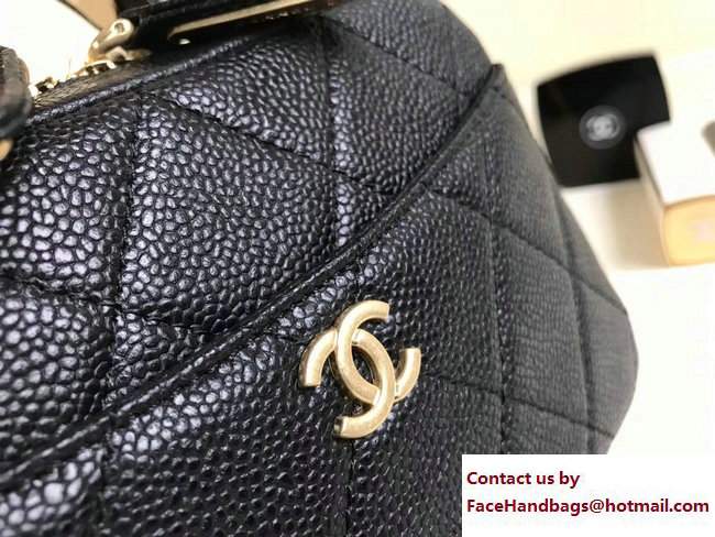 Chanel Grained Calfskin Carry Around Bowling Mini Bag A91906 Black 2017