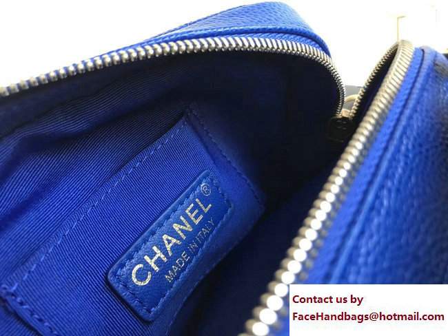 Chanel Grained Calfskin Carry Around Bowling Mini Bag A91906 Blue 2017 - Click Image to Close