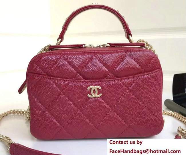 Chanel Grained Calfskin Carry Around Bowling Mini Bag A91906 Red 2017 Chanel Grained Calfskin Carry Around Bowling Mini Bag A91906 Red 2017