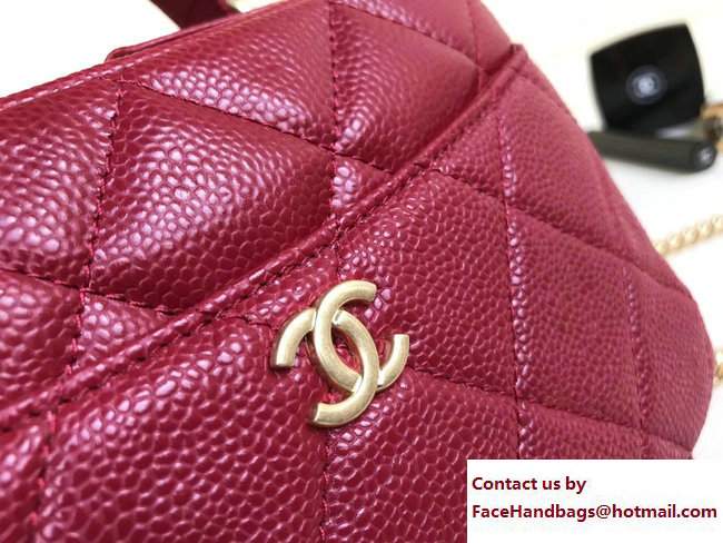 Chanel Grained Calfskin Carry Around Bowling Mini Bag A91906 Red 2017 - Click Image to Close