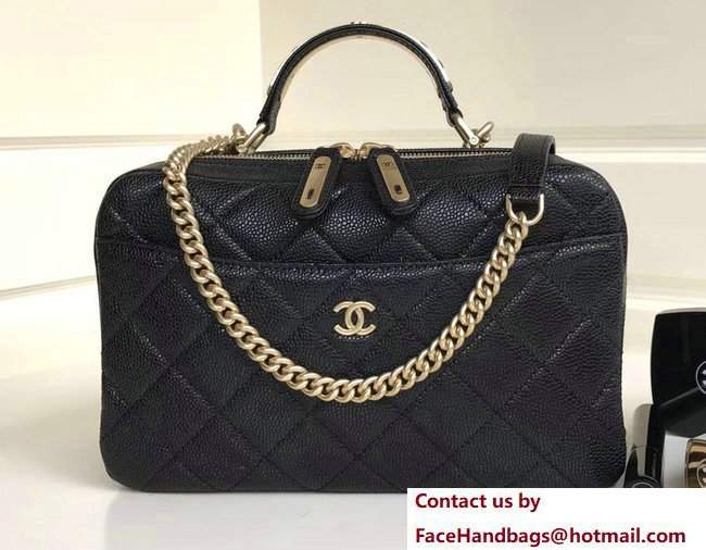 Chanel Grained Calfskin Carry Around Bowling Small Bag A91907 Black 2017 Chanel Grained Calfskin Carry Around Bowling Small Bag A91907 Black 2017