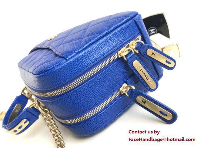 Chanel Grained Calfskin Carry Around Bowling Small Bag A91907 Blue 2017