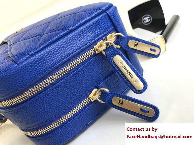 Chanel Grained Calfskin Carry Around Bowling Small Bag A91907 Blue 2017 - Click Image to Close
